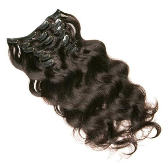 💥Body Wave Clip In Hair Extensions Real Human Hair 1 Set 7 Piece clip ins 100% - Picture 4 of 7